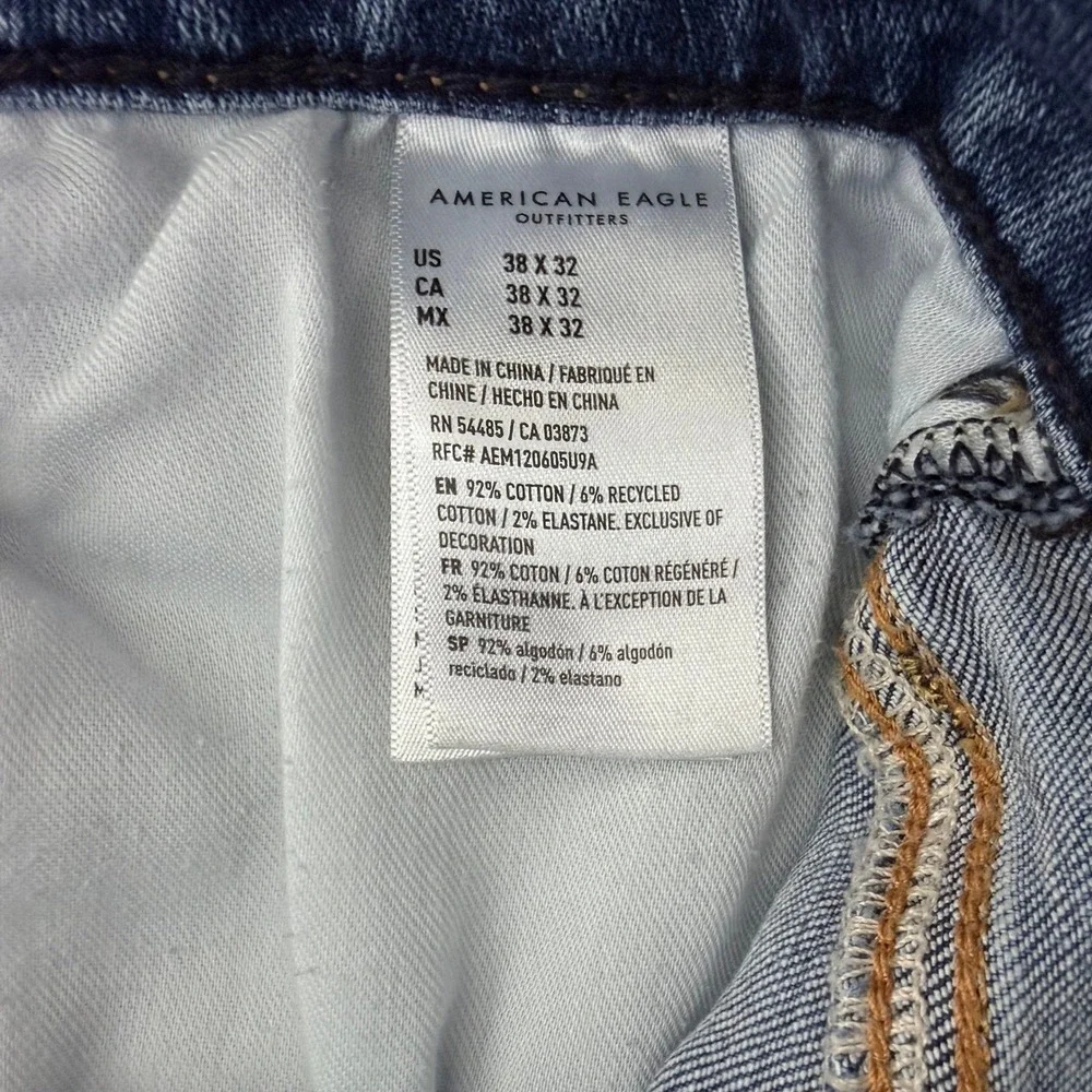 American Eagle Athletic Straight Jeans Mens 38 AirFlex+ Medium Wash Denim Casual